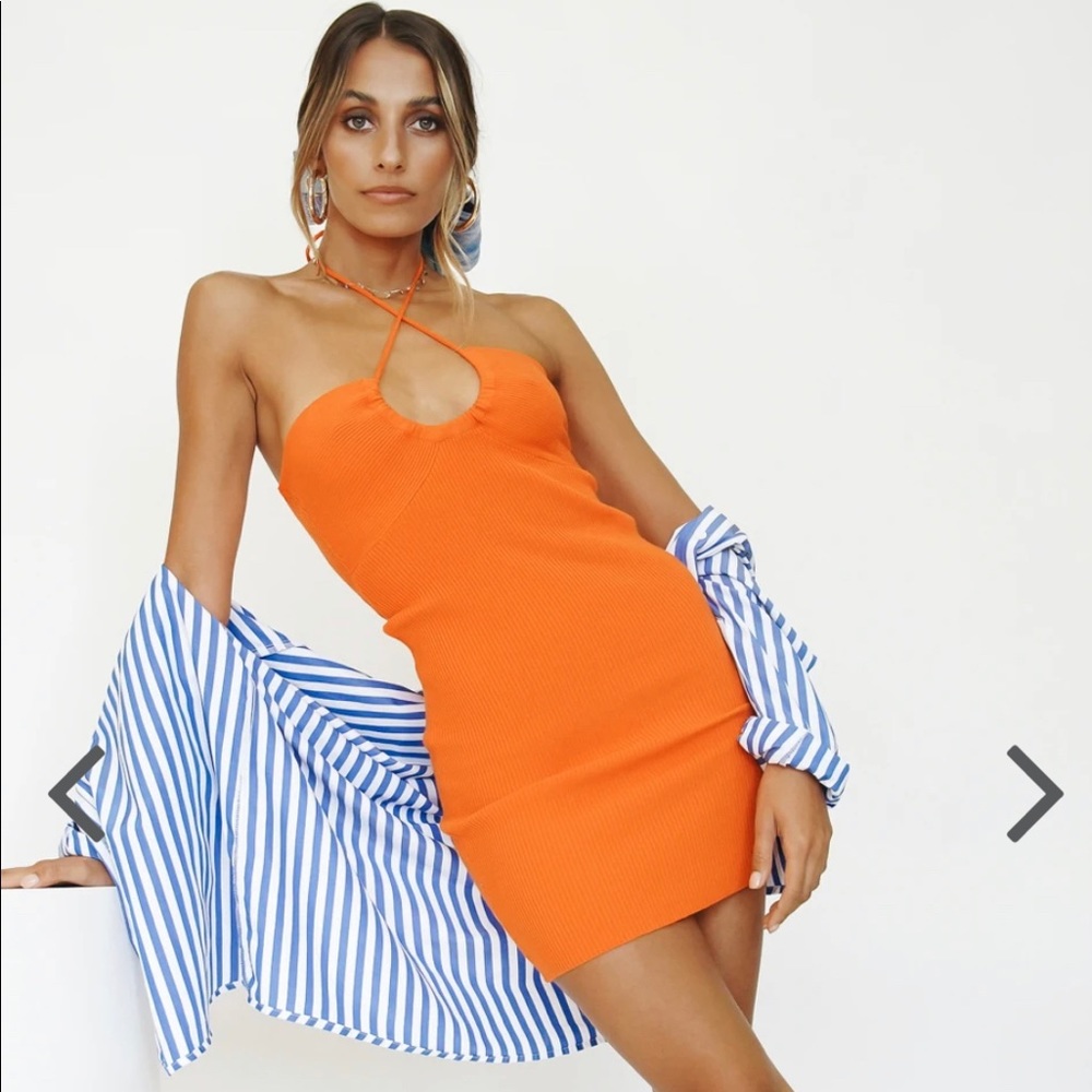 NWT New Rules Ribbed Knit Mini Dress - Orange